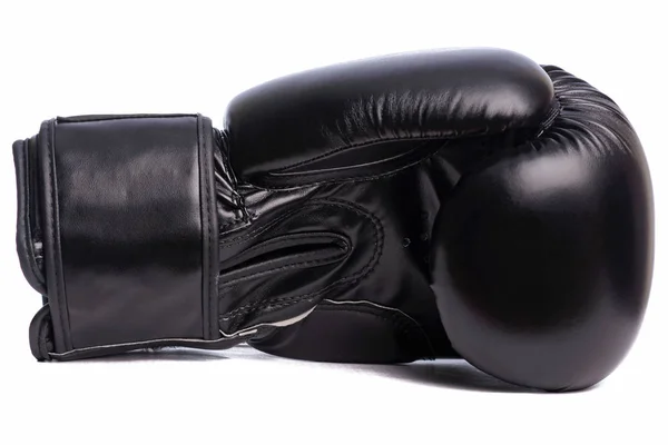 Uno Negro Guantes Boxeo Sobre Fondo Blanco — Foto de Stock