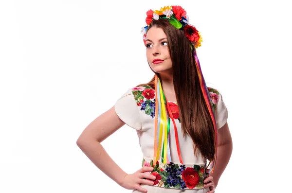 Söt Flicka Den Ukrainska Folkdräkt — Stockfoto