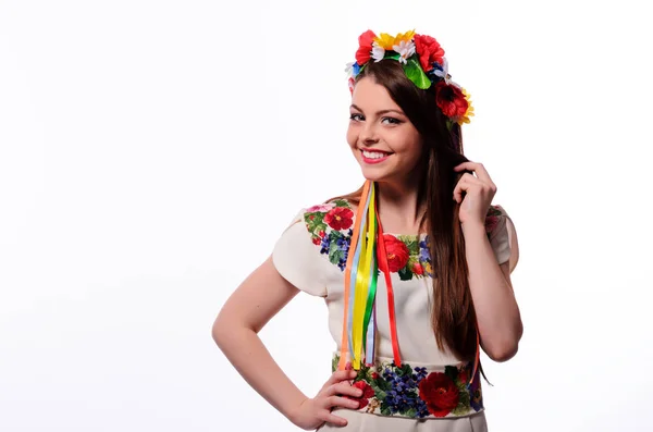 Мила Дівчина Українському Національному Костюмі — стокове фото