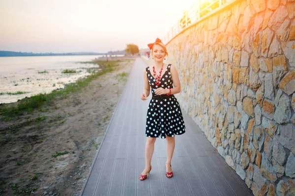 Girl Dress Dancing Happily — Stock Photo, Image