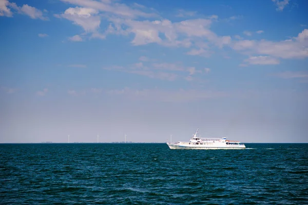 Vista Aérea Yate Vela Mar — Foto de Stock