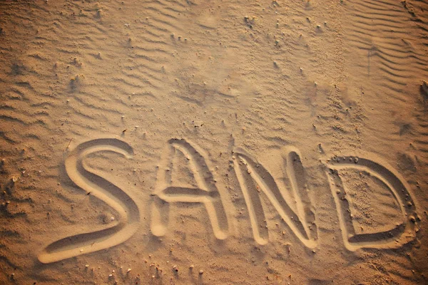 Word Beach Written Sand — Stock Photo, Image
