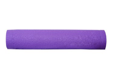 Menekşe yoga mat beyaz bir arka planda, izole