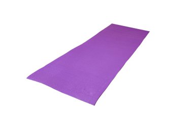 Menekşe yoga mat beyaz bir arka planda, izole