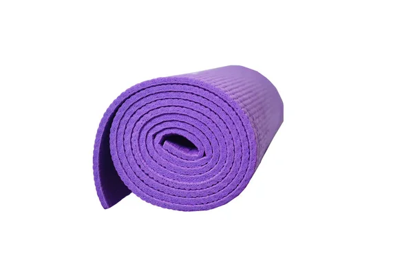 Esterilla Yoga Violeta Sobre Fondo Blanco Aislado — Foto de Stock