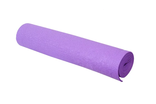 Esterilla Yoga Violeta Sobre Fondo Blanco Aislado — Foto de Stock