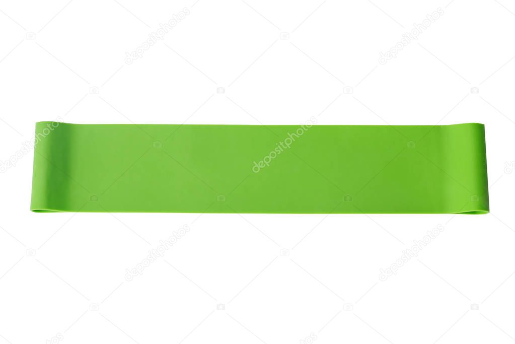 Close-up isolated green sport strap for stretching.