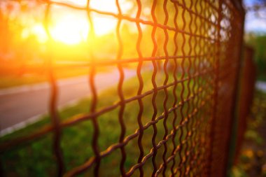 perspektif, arka plan içinde metal ızgara telleri