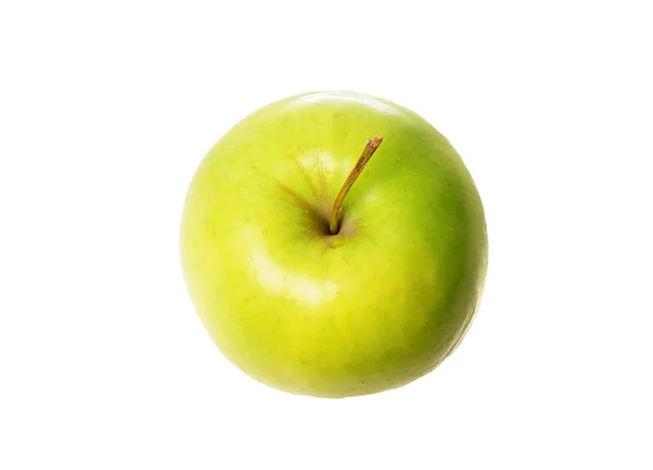 Una Gran Manzana Verde Apetecible Deliciosa Madura Sobre Fondo Blanco — Foto de Stock