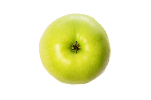 Una Gran Manzana Verde Apetecible Deliciosa Madura Sobre Fondo Blanco — Foto de Stock