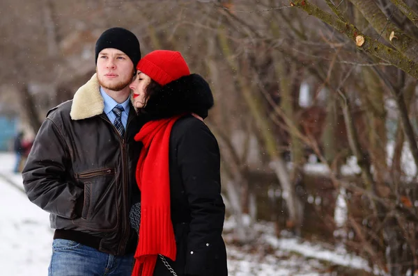 Beautiful Senior Couple Walk Winter Day — Stock Photo, Image