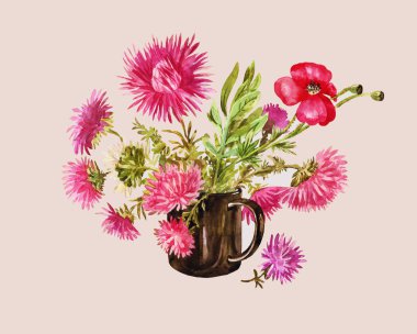 Resimde çizilmiş tebrik kartı için uygun. Sonbahar tasarım öğesi