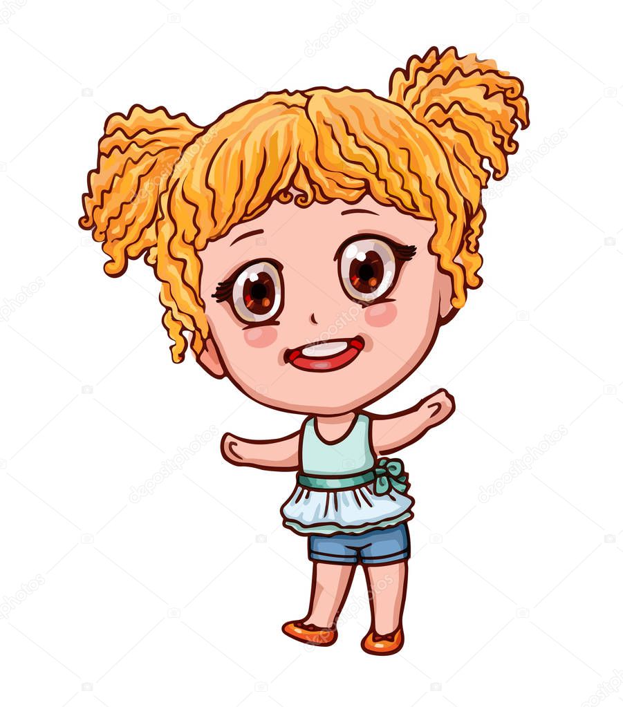 Vettoriale stockRagazza del fumetto in stile Bambino