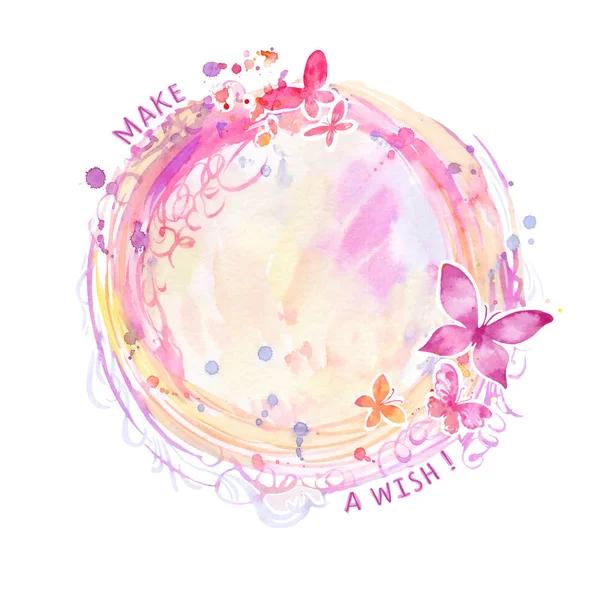 Aquarel abstracte ronde samenstelling "Make a Wish" — Stockfoto