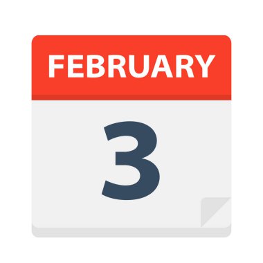 3 Şubat - takvim simgesini - vektör çizim