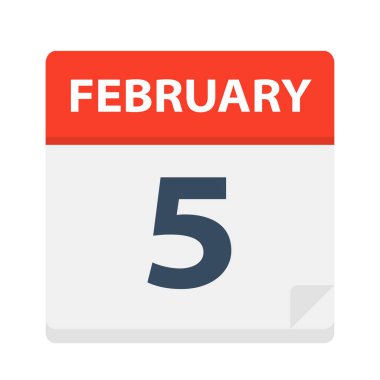 5 Şubat - takvim simgesini - vektör çizim