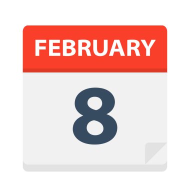 8 Şubat - takvim simgesini - vektör çizim