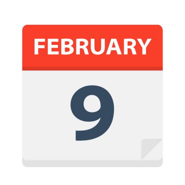 9 Şubat - takvim simgesini - vektör çizim