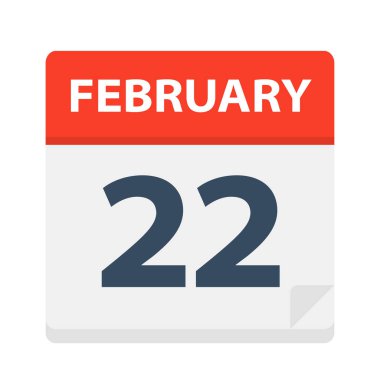 22 Şubat - takvim simgesini - vektör çizim