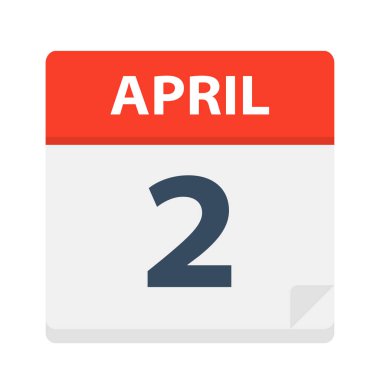 2 Nisan - takvim simgesini - vektör çizim