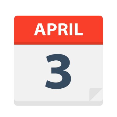 3 Nisan - takvim simgesini - vektör çizim