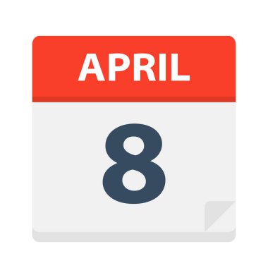 8 Nisan - takvim simgesini - vektör çizim