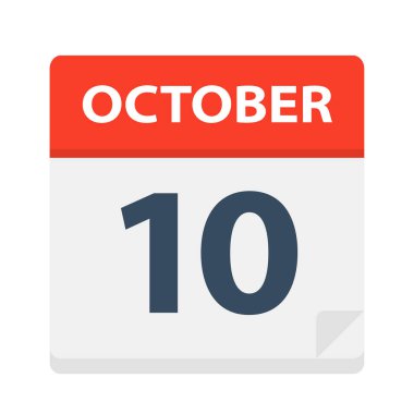 10 Ekim - takvim simgesini - vektör çizim