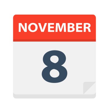 8 Kasım - takvim simgesini - vektör çizim