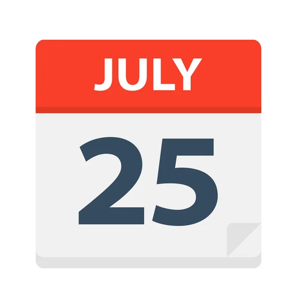 Ιουλίου Εικονίδιο Ημερολογίου Εικονογράφηση Διάνυσμα — Διανυσματικό Αρχείο