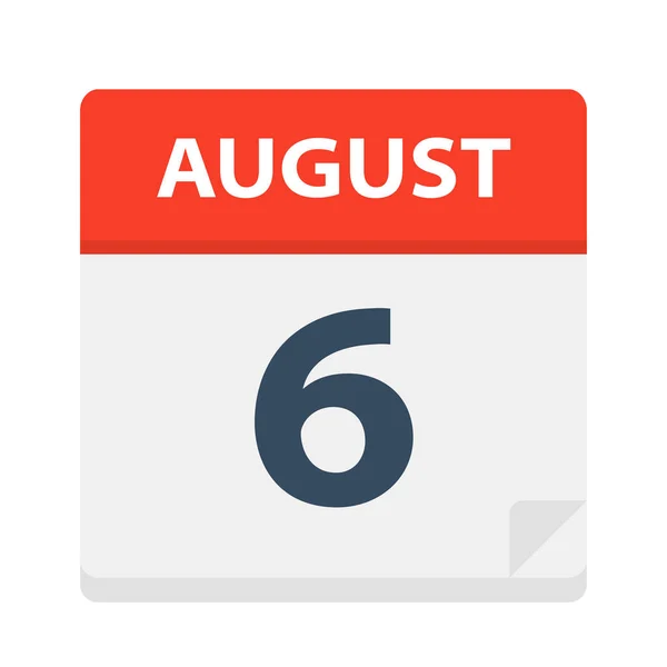 8月6日 日历图标 矢量插图 — 图库矢量图片