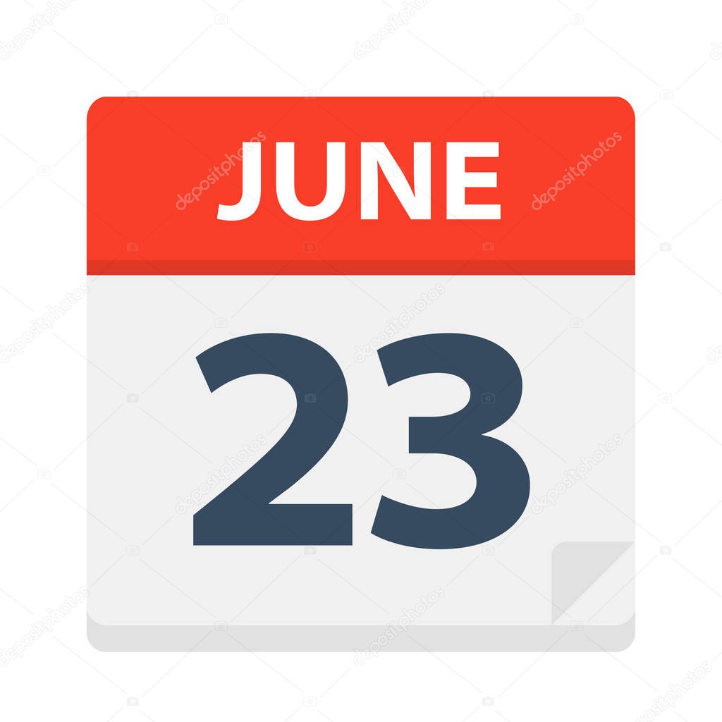 June 23 - Calendar Icon - Vector Illustration