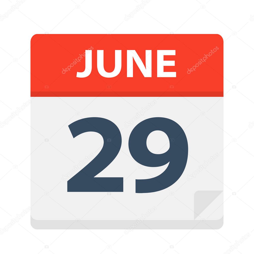 June 29 - Calendar Icon - Vector Illustration