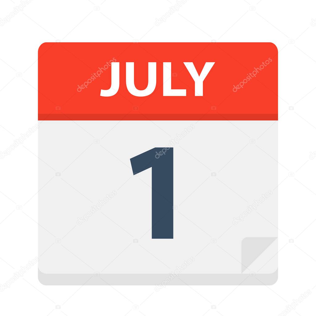 July 1 - Calendar Icon - Vector Illustration