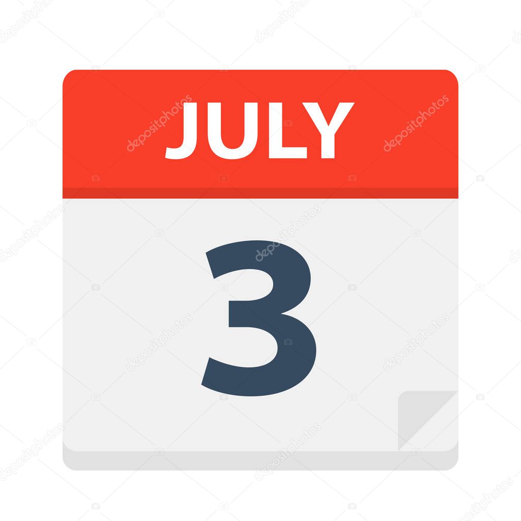 July 3 - Calendar Icon - Vector Illustration