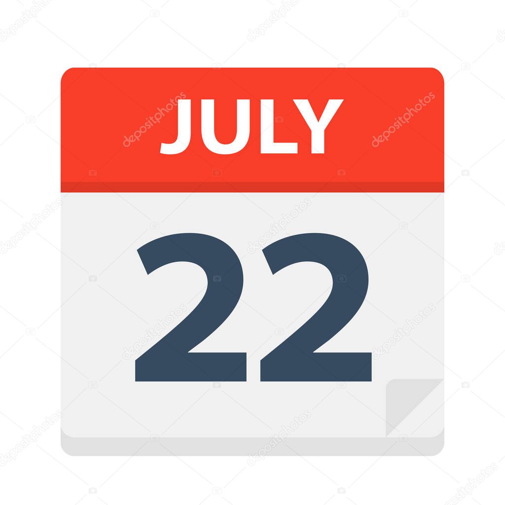 July 22 - Calendar Icon - Vector Illustration