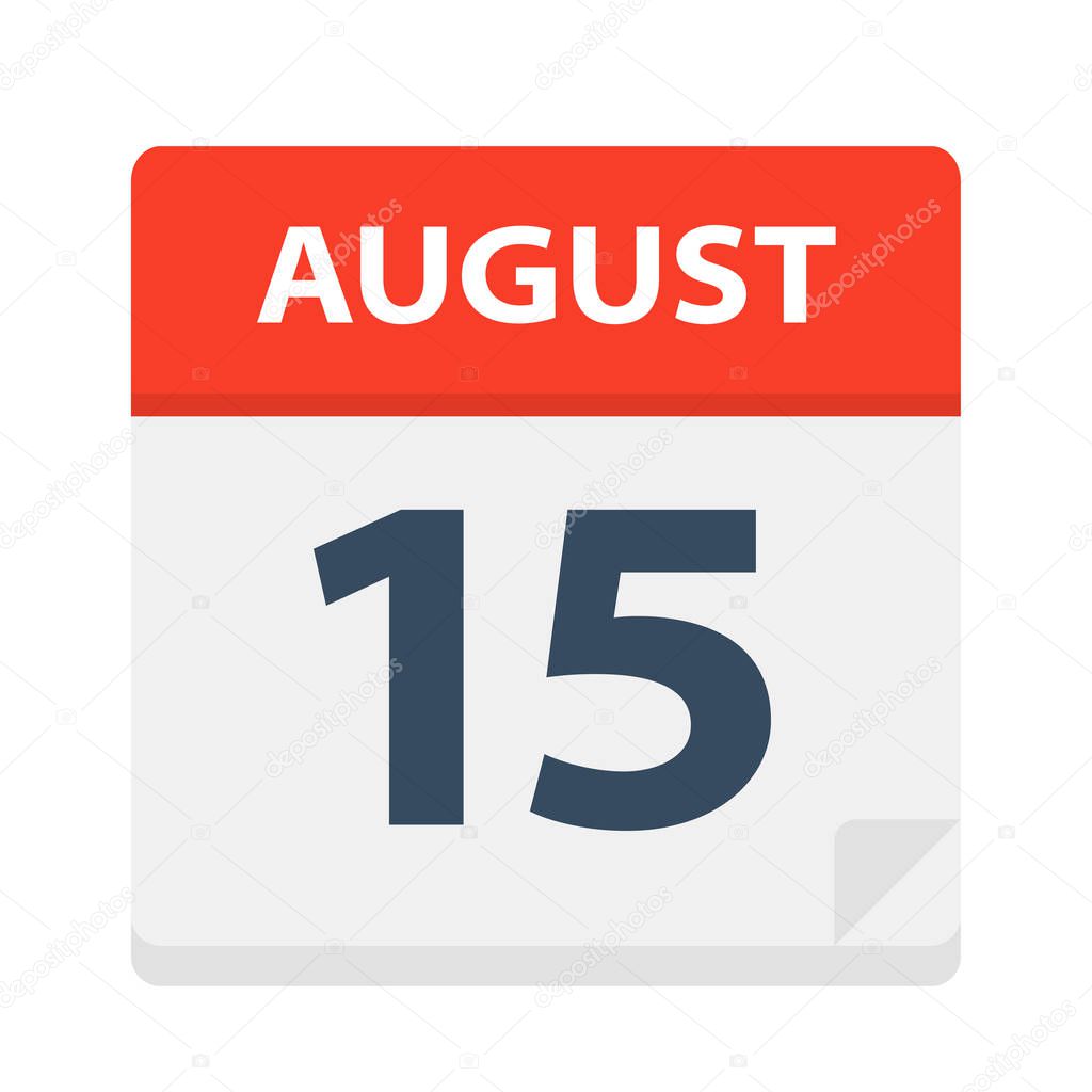 August 15 - Calendar Icon - Vector Illustration