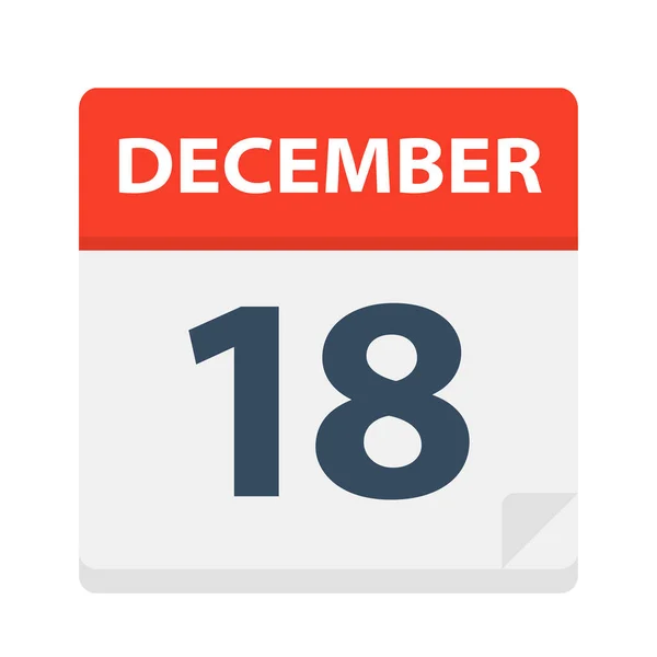 18 dicembre - Icona del calendario — Vettoriale Stock