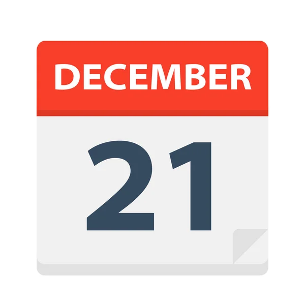 21 décembre - Icône du calendrier — Image vectorielle