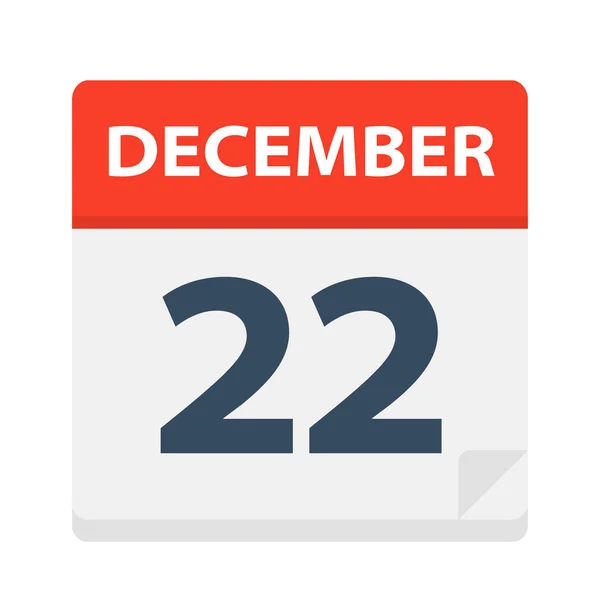 22 décembre - Icône du calendrier — Image vectorielle