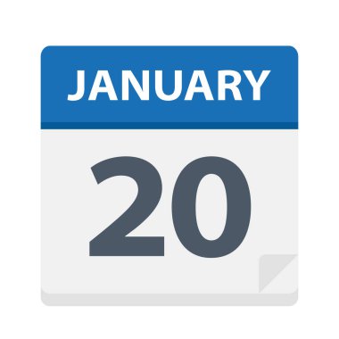 20 Ocak - takvim simgesini - vektör çizim