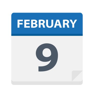 9 Şubat - takvim simgesini - vektör çizim