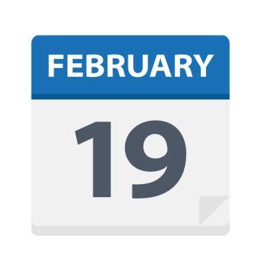 19 Şubat - takvim simgesini - vektör çizim