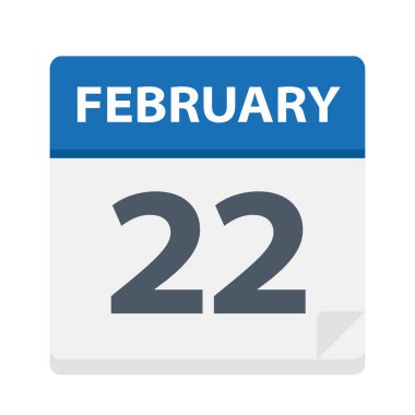 22 Şubat - takvim simgesini - vektör çizim