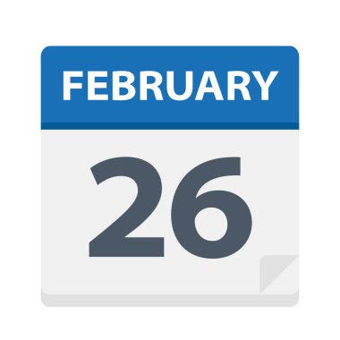 26 Şubat - takvim simgesini - vektör çizim