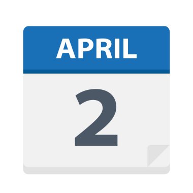 2 Nisan - takvim simgesini - vektör çizim