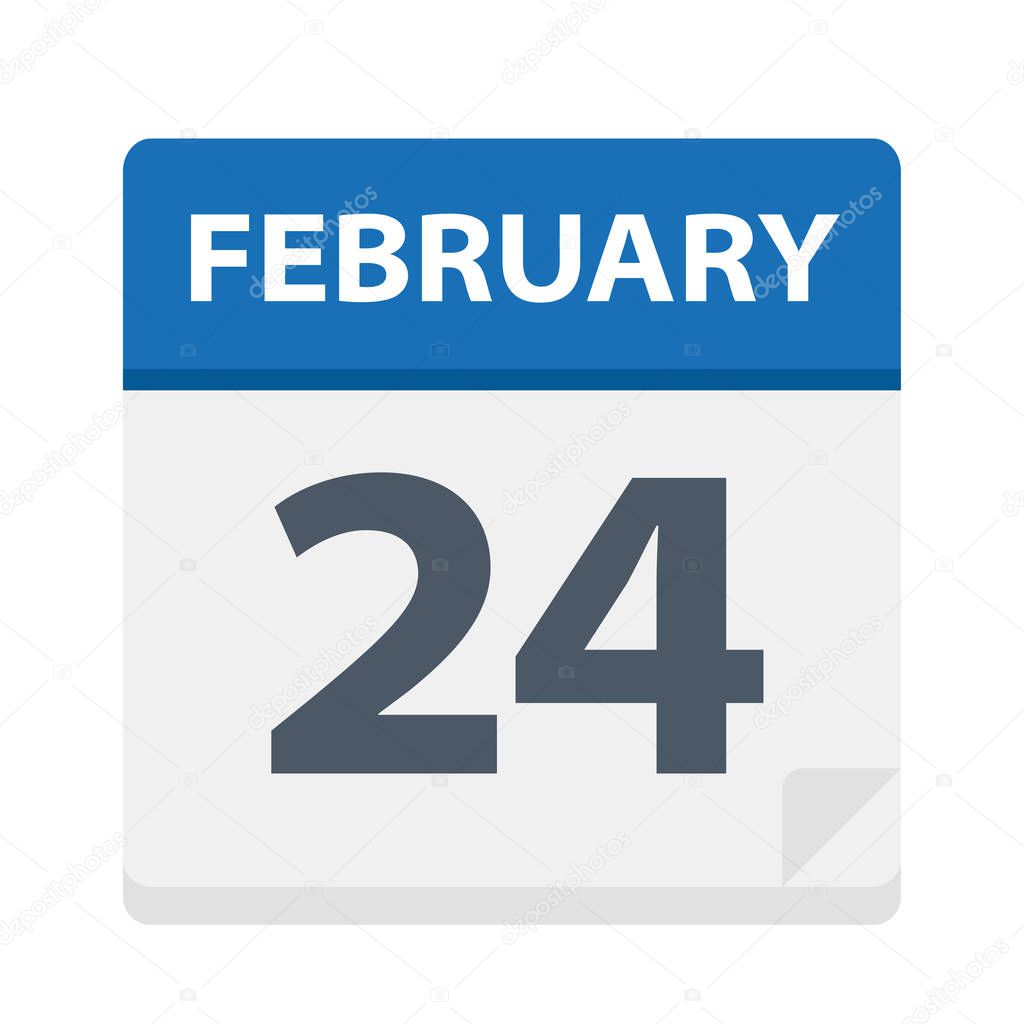 February 24 - Calendar Icon - Vector Illustration