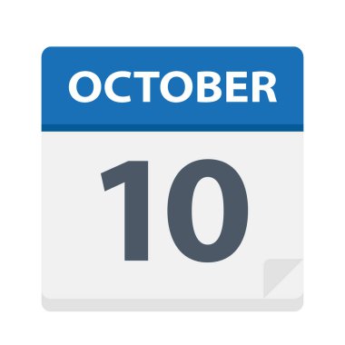 10 Ekim - takvim simgesini - vektör çizim