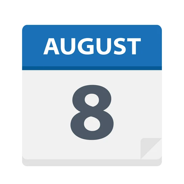 8月8日 日历图标 矢量插图 — 图库矢量图片