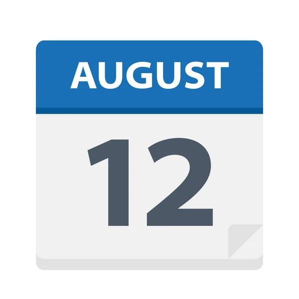 8月12日 日历图标 矢量插图 — 图库矢量图片