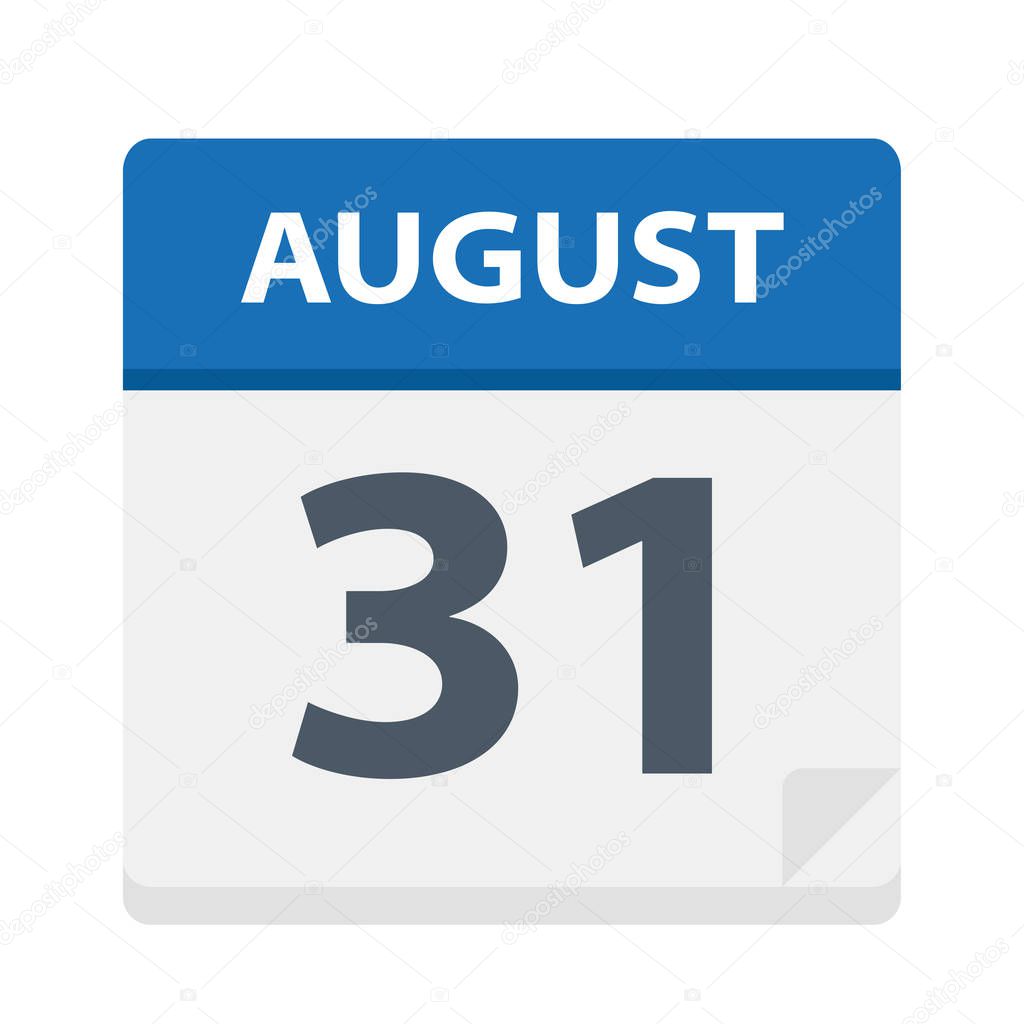 August 31 - Calendar Icon - Vector Illustration